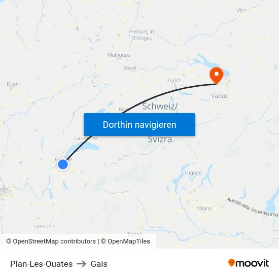 Plan-Les-Ouates to Gais map