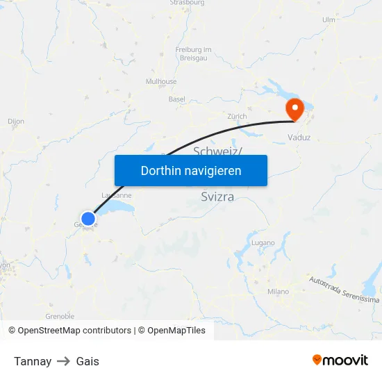 Tannay to Gais map