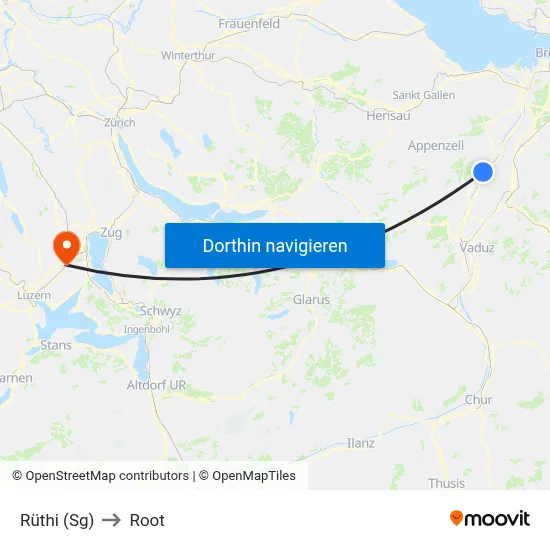 Rüthi (Sg) to Root map