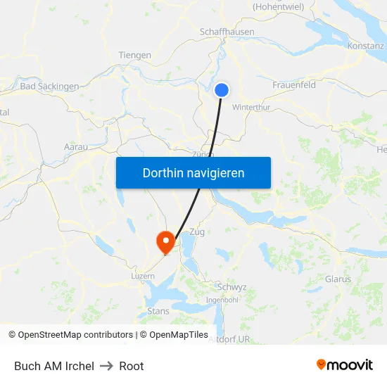 Buch AM Irchel to Root map
