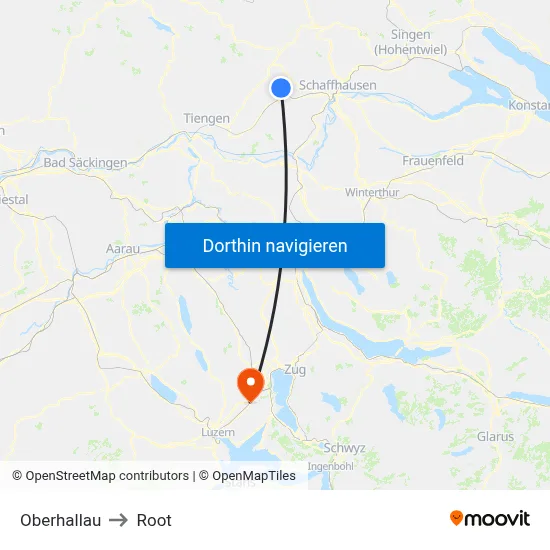 Oberhallau to Root map