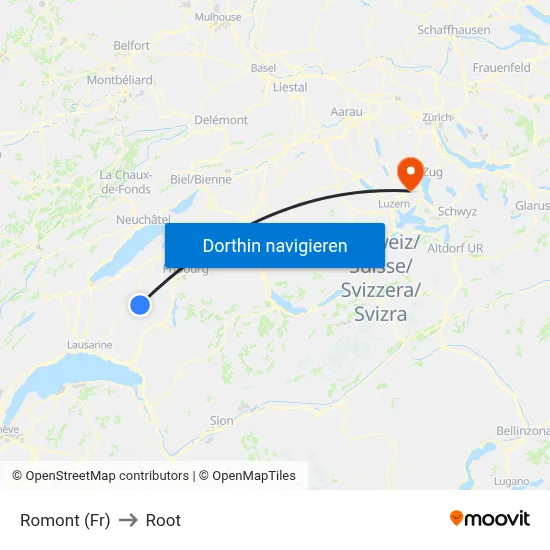 Romont (Fr) to Root map