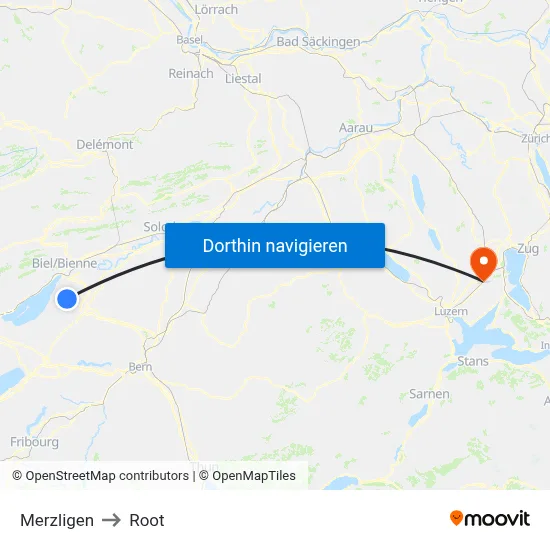 Merzligen to Root map