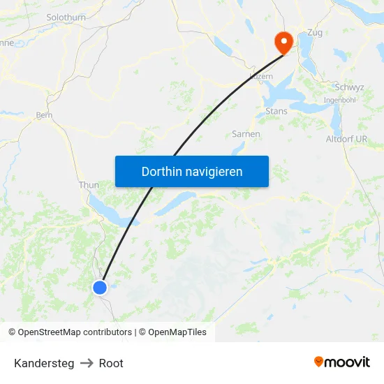 Kandersteg to Root map