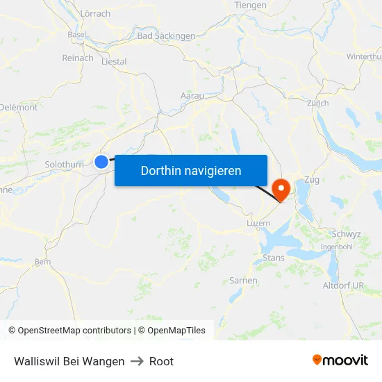 Walliswil Bei Wangen to Root map