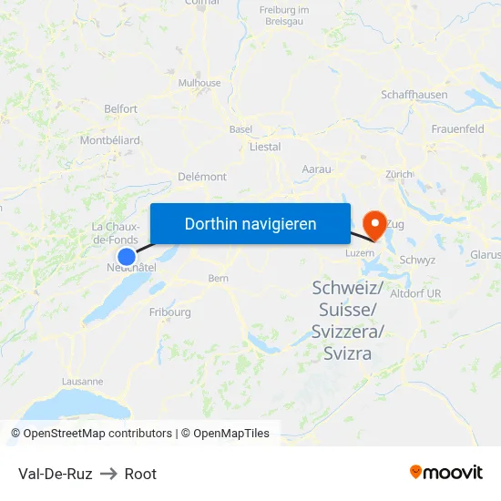 Val-De-Ruz to Root map