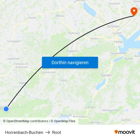 Horrenbach-Buchen to Root map