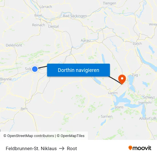 Feldbrunnen-St. Niklaus to Root map