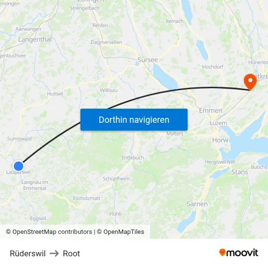 Rüderswil to Root map