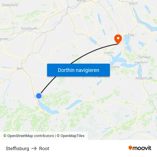 Steffisburg to Root map