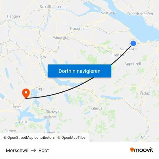 Mörschwil to Root map