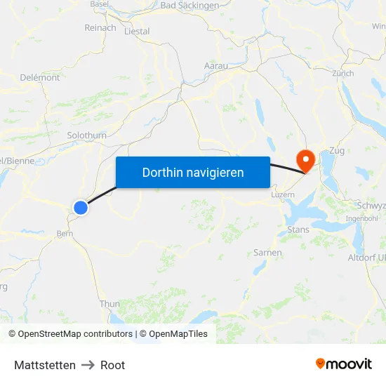 Mattstetten to Root map