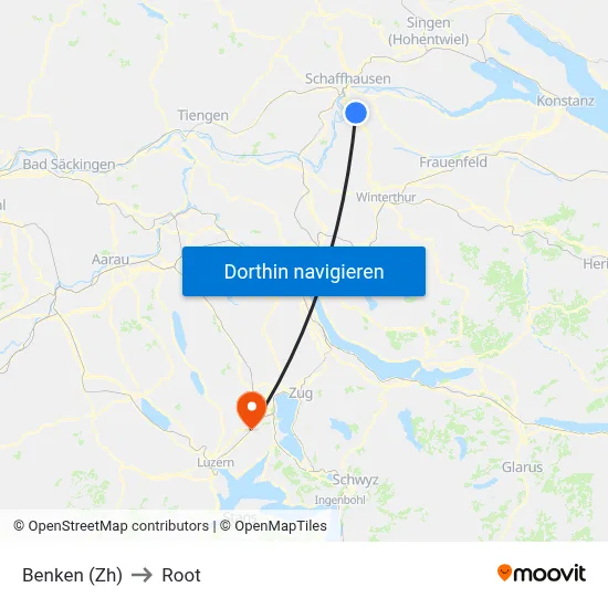 Benken (Zh) to Root map