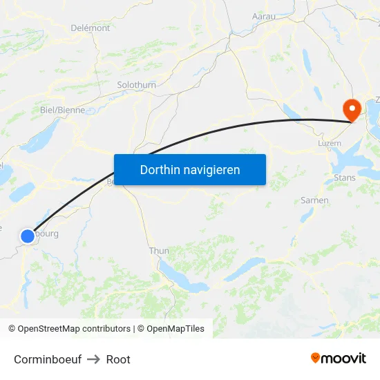 Corminboeuf to Root map