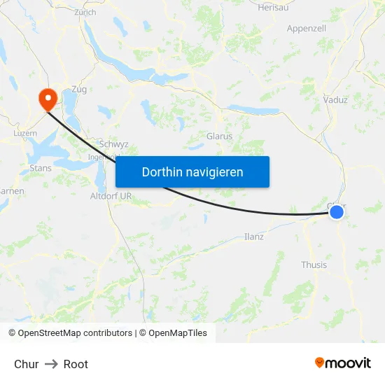 Chur to Root map