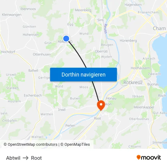 Abtwil to Root map