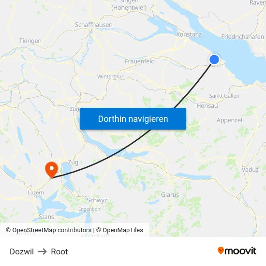 Dozwil to Root map