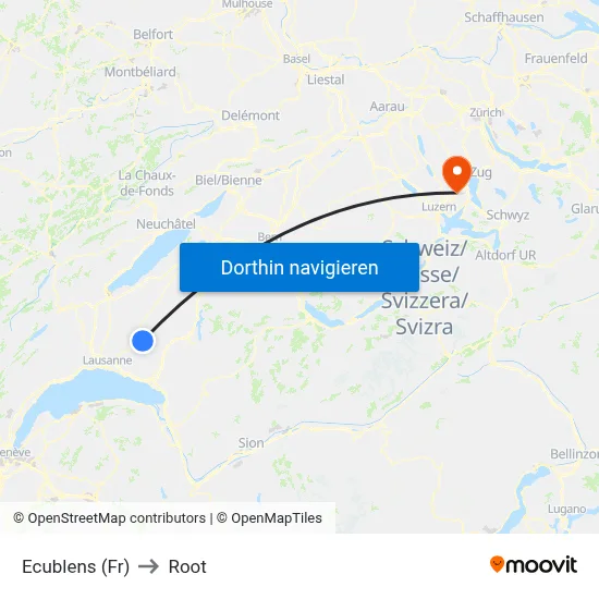 Ecublens (Fr) to Root map