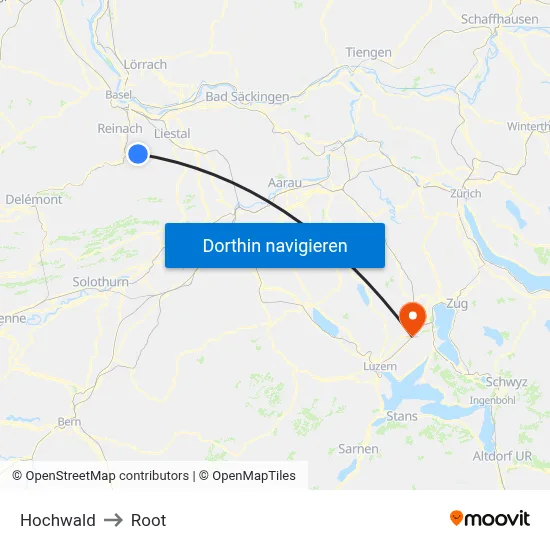 Hochwald to Root map