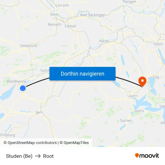 Studen (Be) to Root map