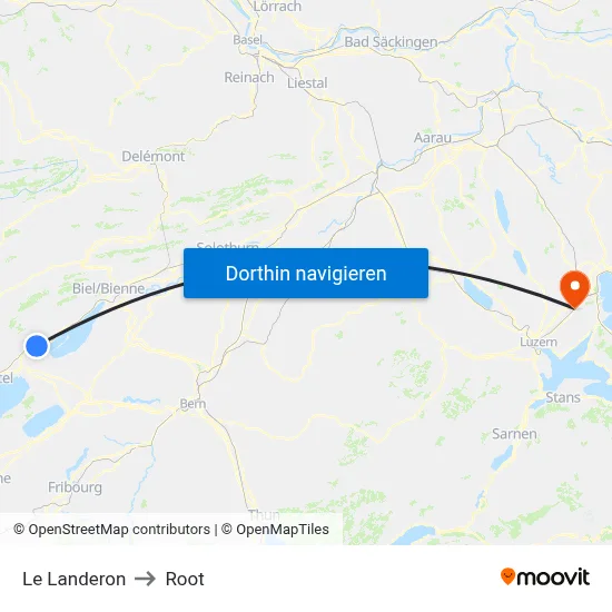Le Landeron to Root map
