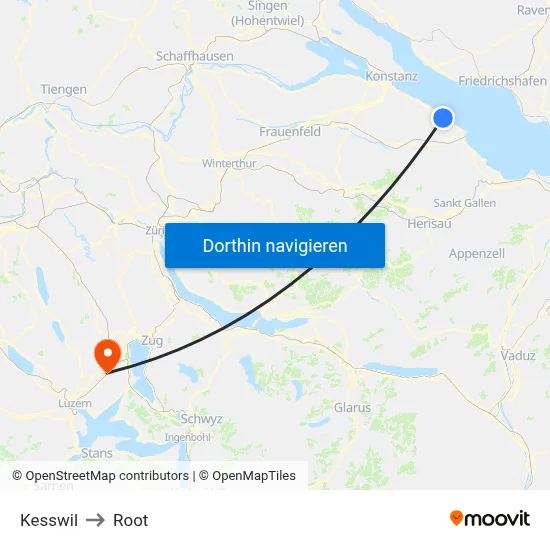 Kesswil to Root map