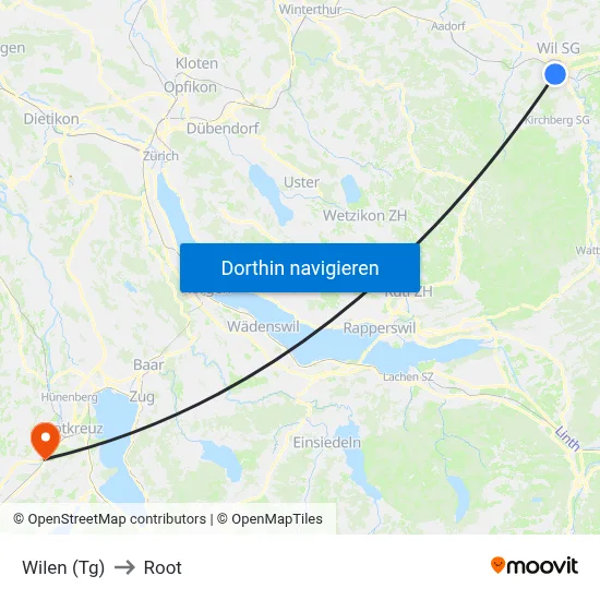 Wilen (Tg) to Root map