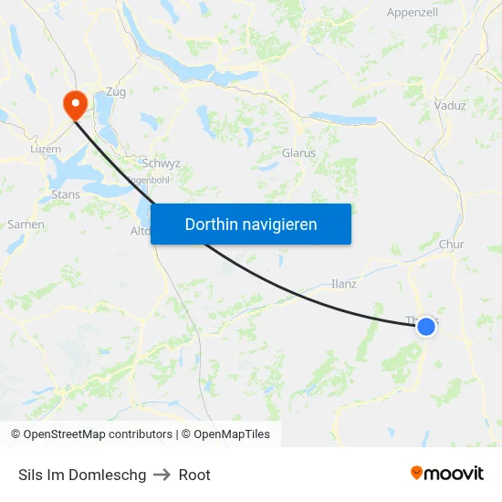Sils Im Domleschg to Root map