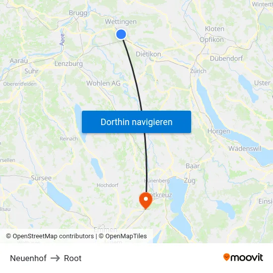 Neuenhof to Root map