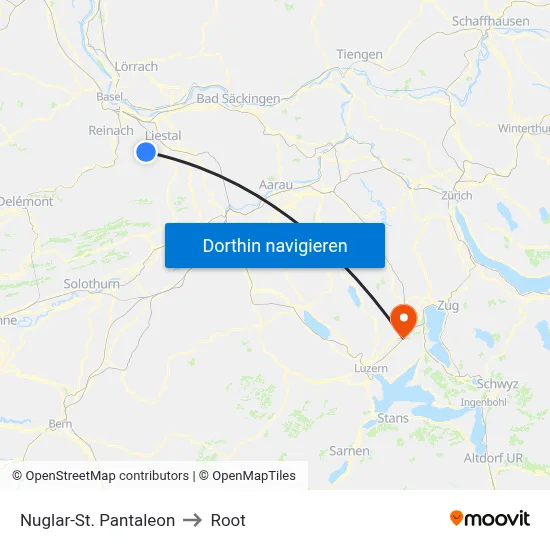 Nuglar-St. Pantaleon to Root map