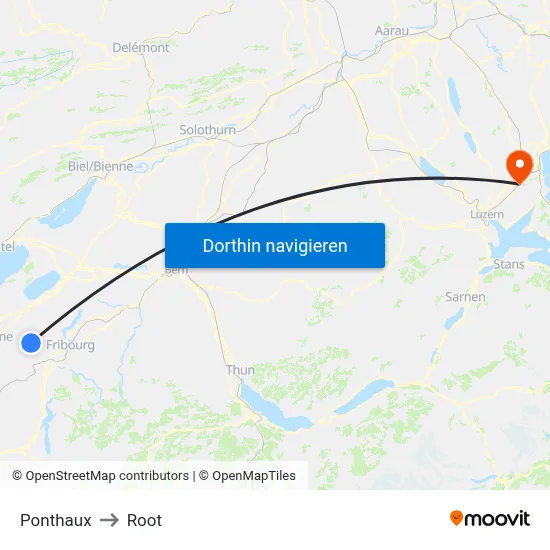 Ponthaux to Root map