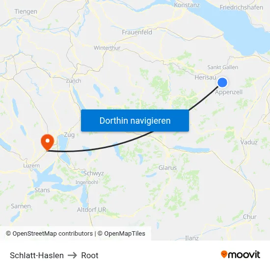 Schlatt-Haslen to Root map