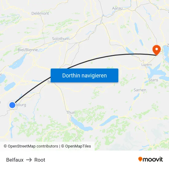 Belfaux to Root map
