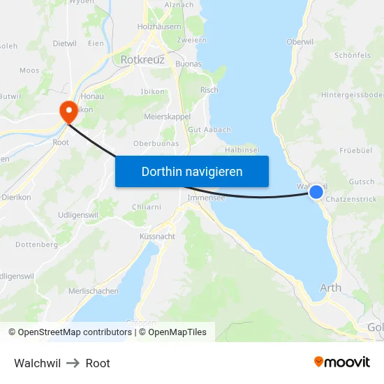 Walchwil to Root map