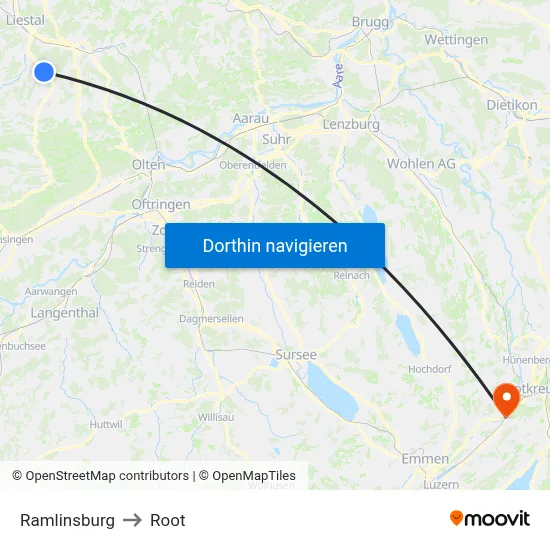 Ramlinsburg to Root map