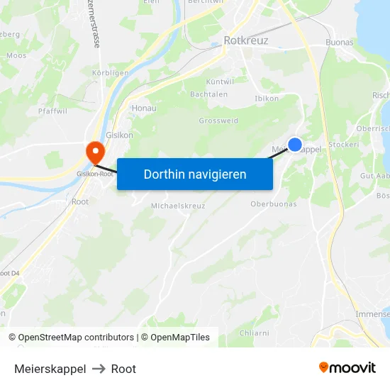 Meierskappel to Root map