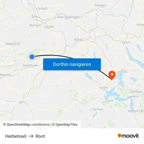 Herbetswil to Root map