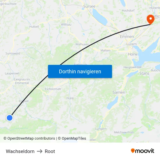 Wachseldorn to Root map