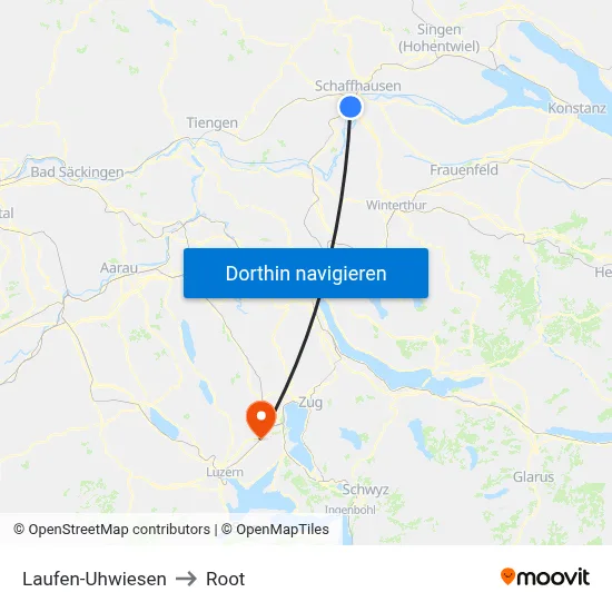 Laufen-Uhwiesen to Root map