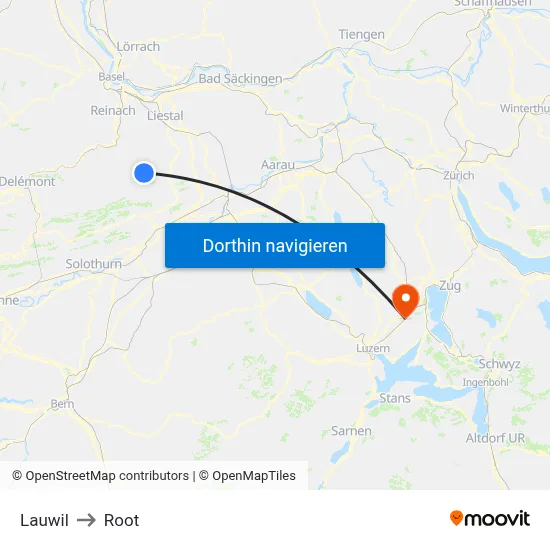 Lauwil to Root map