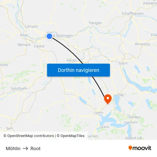 Möhlin to Root map