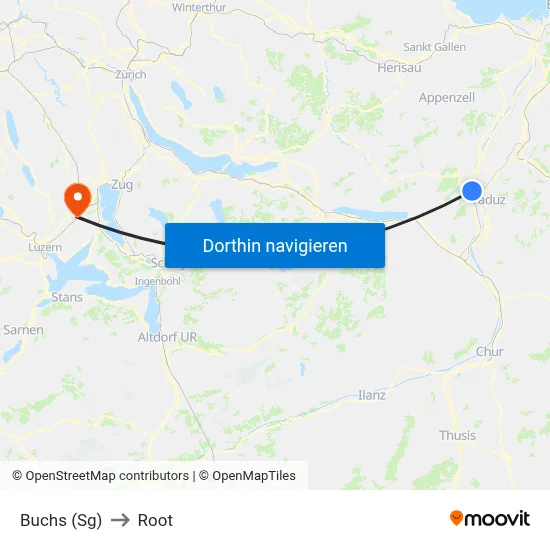 Buchs (Sg) to Root map