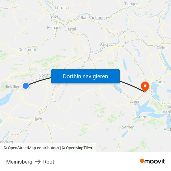 Meinisberg to Root map