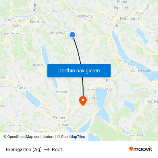 Bremgarten (Ag) to Root map