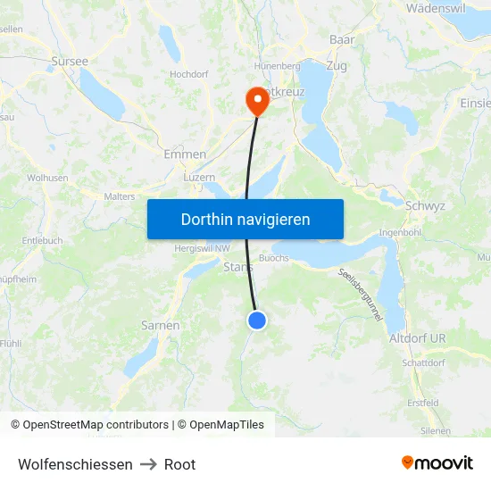 Wolfenschiessen to Root map