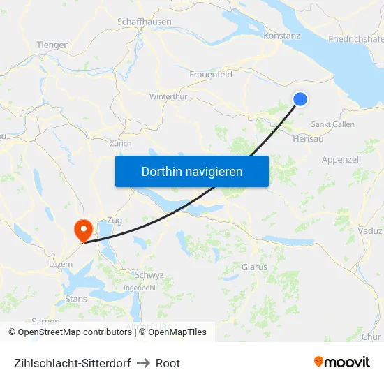 Zihlschlacht-Sitterdorf to Root map