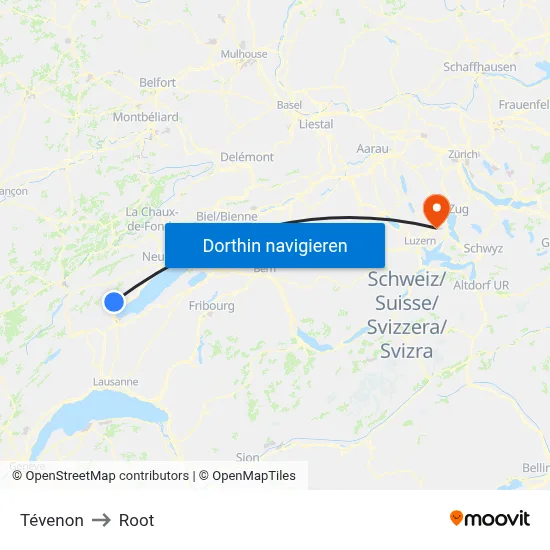 Tévenon to Root map