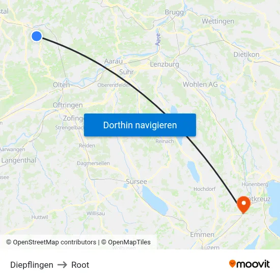 Diepflingen to Root map