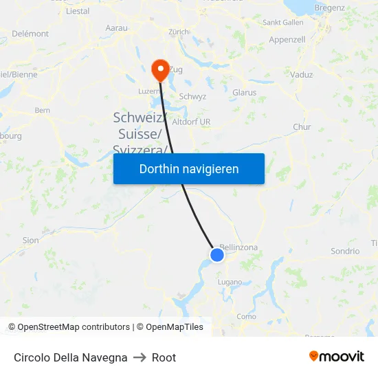 Circolo Della Navegna to Root map