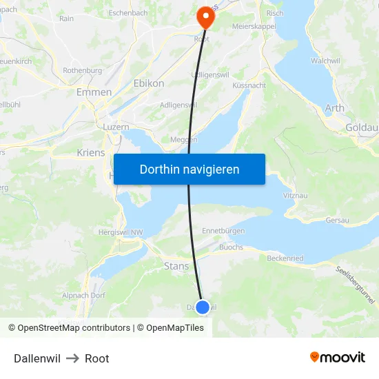 Dallenwil to Root map